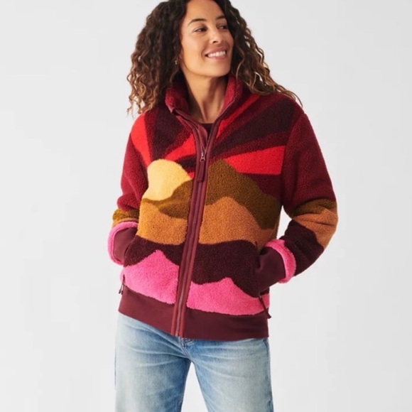 Faherty Jackets & Blazers - Faherty Desert Mountain High Pile Fleece Zip Jacket in Desert Mountain Sunrise